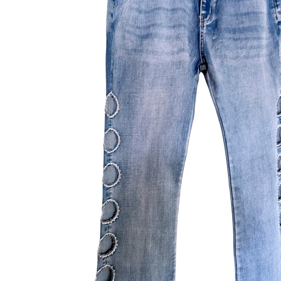 Ooh La La Jeans with Circular Cutouts Light Wash Medium - Picture 4 of 13